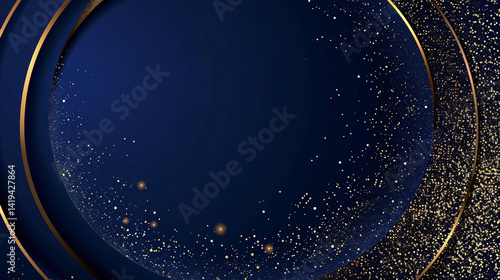 Minimalist royal blue background with golden glitter circles, perfect for elegant, luxurious visual presentations.

