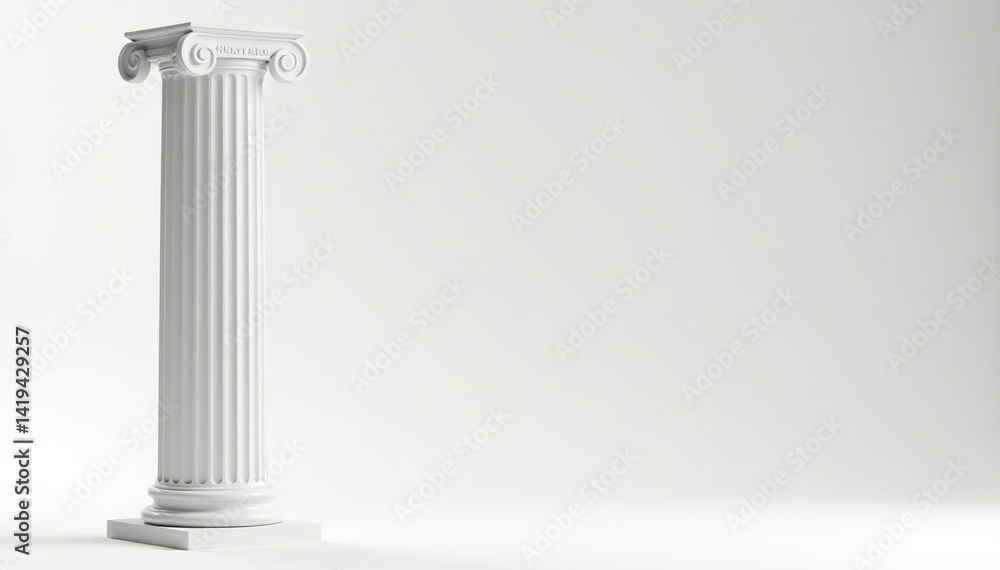 Elegant Roman column against pristine white backdrop, roman column, temple