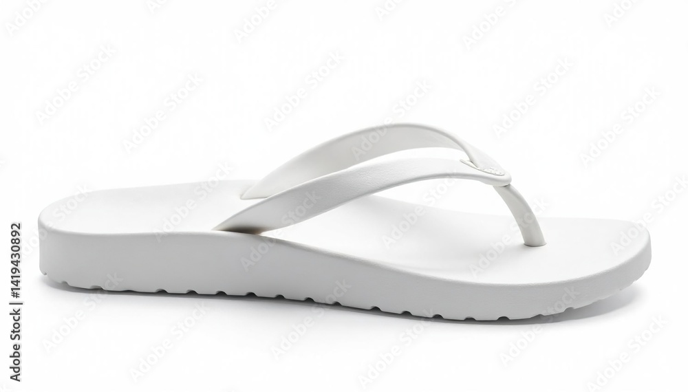 Single white flip-flop isolated on white background, style, background