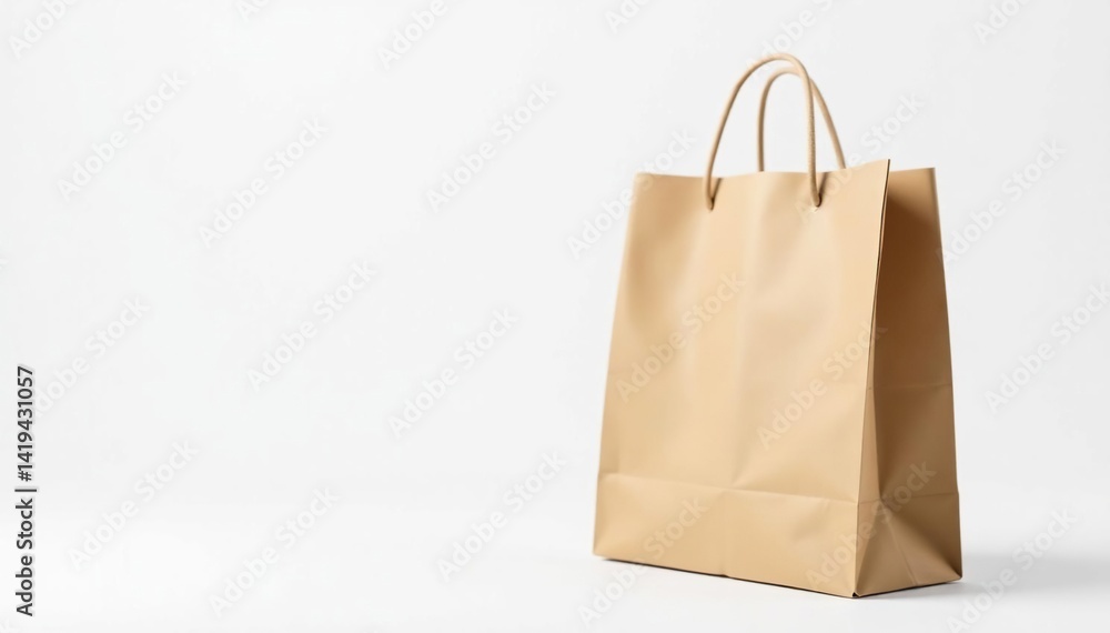 Empty brown paper shopping bag isolated on white background , sustainable, simple, brown bag Empty brown paper shopping bag isolated on white background , sustainable, simple, brown bag