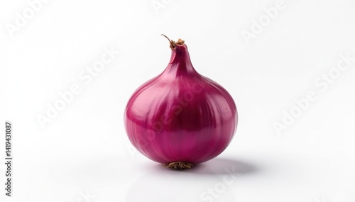 Obraz na płótnie Single red onion, vibrant color, stark white background, raw, purple w salonie