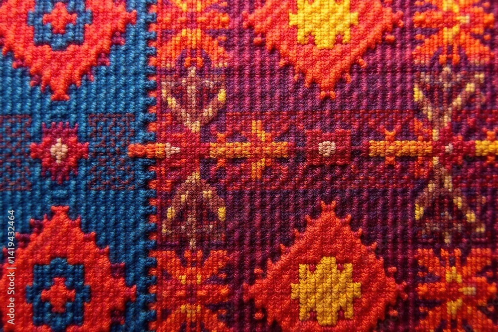 Woven fabric textile sample with repeating geometric design, style, textile design, cloth