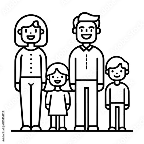 A loving family illustration shows a father with his son and daughter, a sweet cartoon drawing of people and children