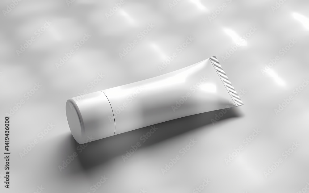 Top view of empty white cosmetic tube with realistic shadows. Top view of empty white cosmetic tube with realistic shadows.