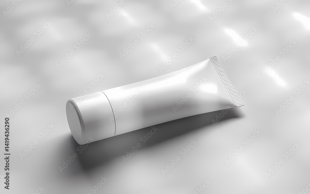 Top view of empty white cosmetic tube with realistic shadows. Top view of empty white cosmetic tube with realistic shadows.