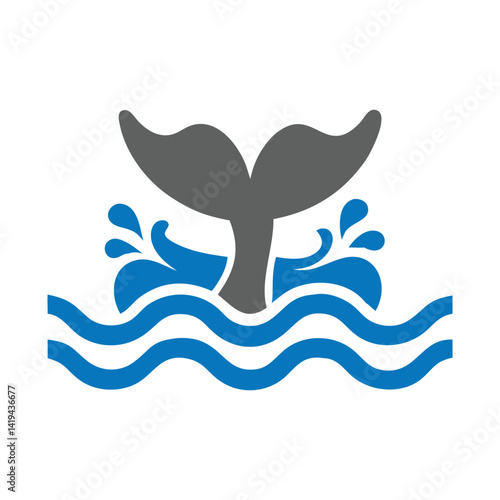 Whale Tail Silhouette: Marine Life and Ocean Symbol