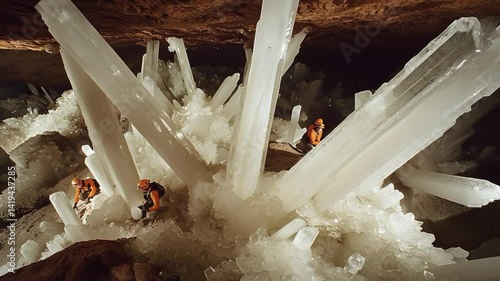 Exploring the Naica Mine: Adventurers Navigate Giant Crystal Formations in Mexico