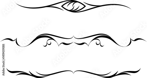 black and white set of delimiters for text, dividers
