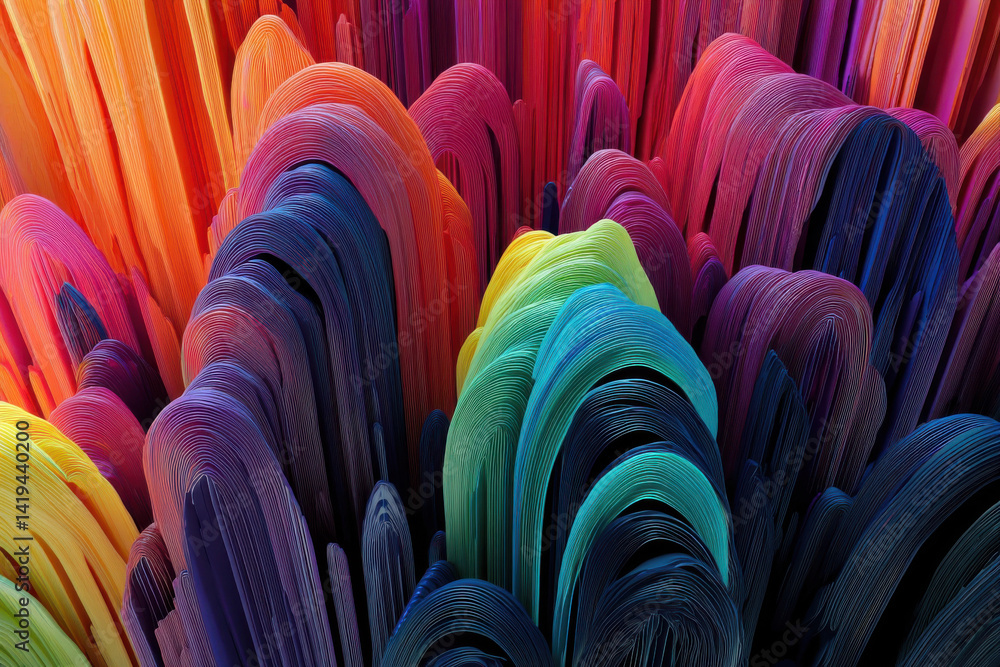 Obraz premium vibrant hues intermingle, creating sense of joy, excitement and clarity in this abstract design, showcasing mental spectrum with colorful dimension
