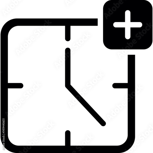 Overtime Clock Glyph Icon