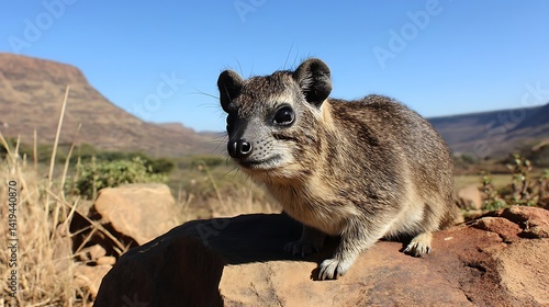 Rock Hyrax on Mountain Rock under Clear Blue Sky