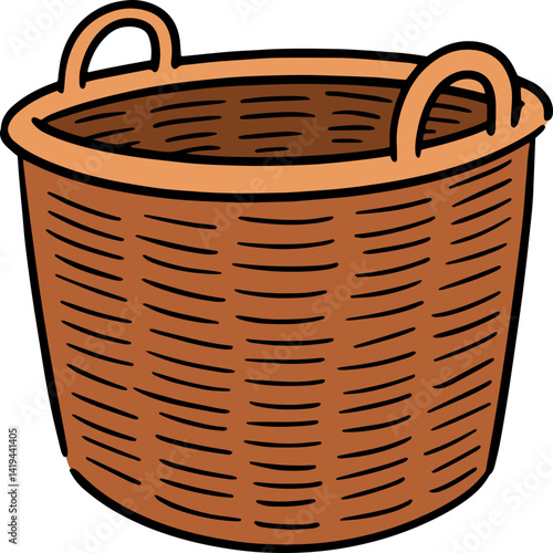 Illustration of rattan basket
