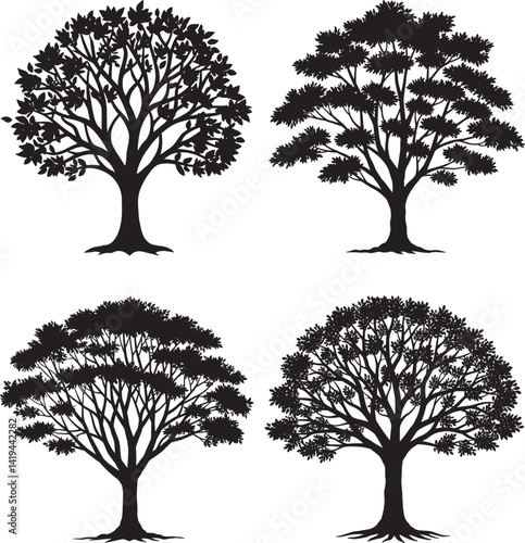 family reunions tree vector silhouette image