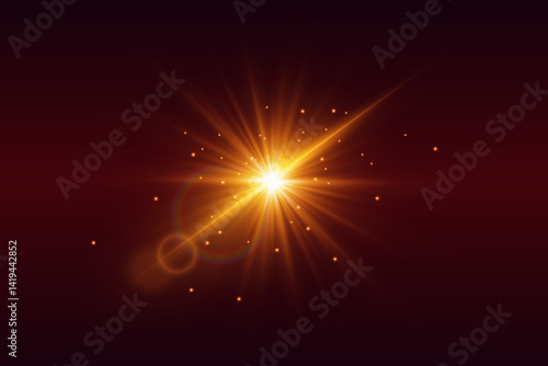 Light effect of flash of star sparks. On transparent background.