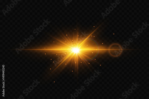 Light effect of flash of star sparks. On transparent background.