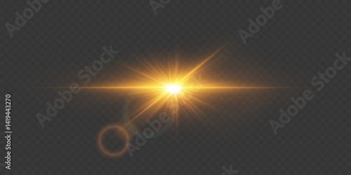 Light effect of flash of star sparks. On transparent background.