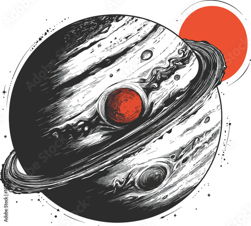 Vector K2-18b Concept, Exoplanet with Water and Red Dwarf.