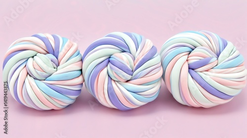 Wallpaper Mural Pastel colored marshmallow swirls on a pink background create a delightful sweets art Torontodigital.ca