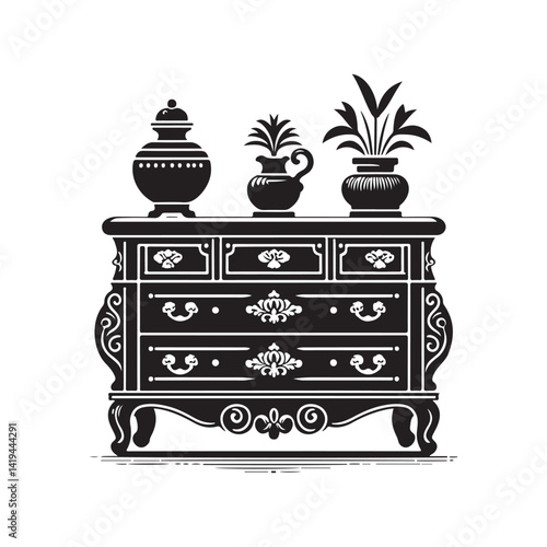 antique chest of drawers isolated
