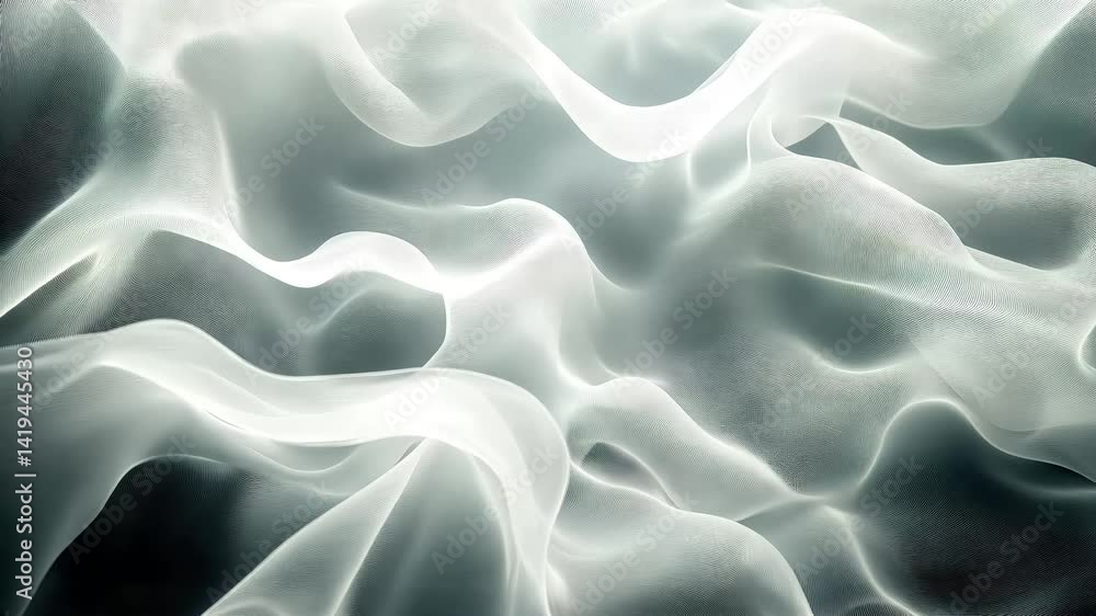 soft white flowing wave layers in gentle transparent fabric folds soft white flowing wave layers in gentle transparent fabric folds