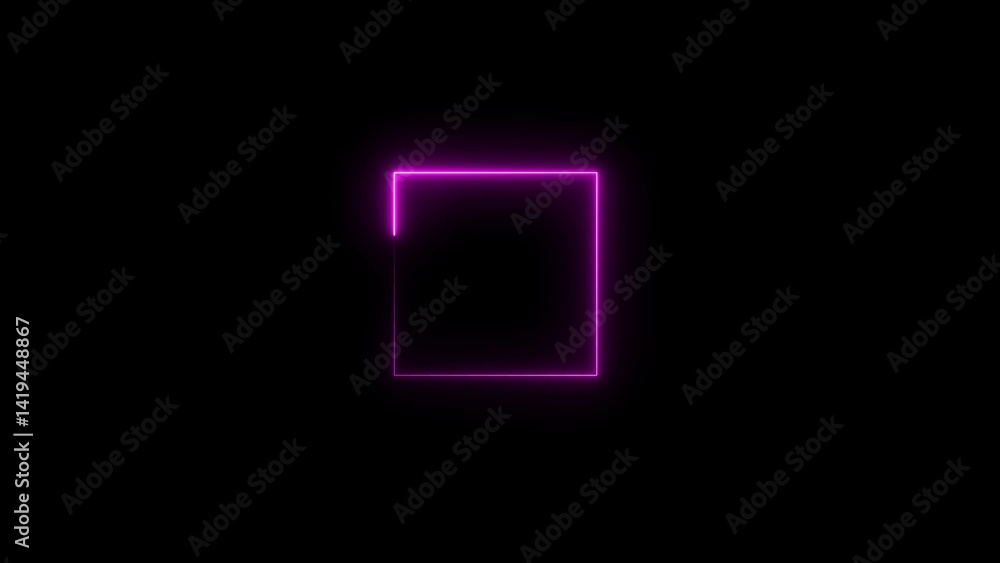 Neon frame animation. glowing rectangular border loop. Neon frame animation. glowing rectangular border loop.