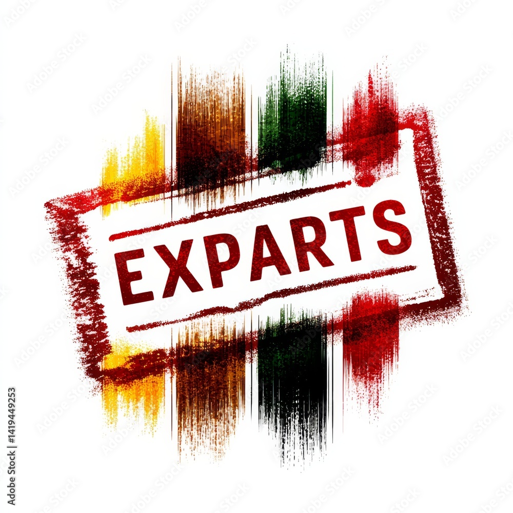 Exparts Text Art with Colorful Brush Strokes - Abstract Illustration of Relocation and International Living Concept