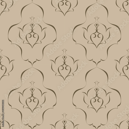 seamless botanical pattern of painted oriental motifs 