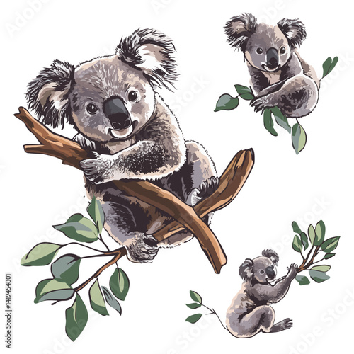 koala, animal, vector, transparent background, various