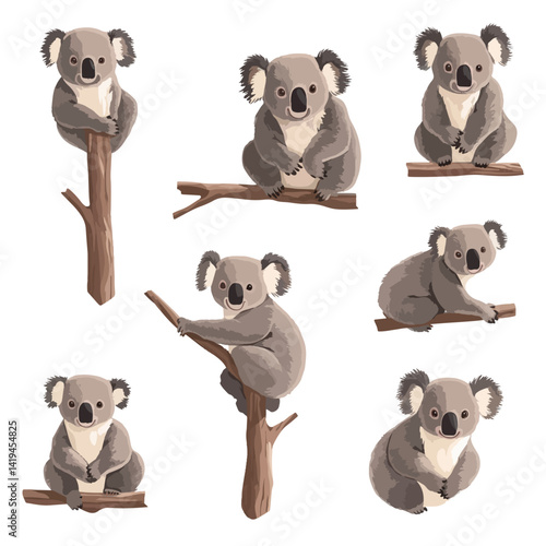 koala, animal, vector, transparent background, various