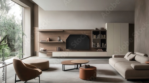 Beautifully designed modern living room with neutral color palette