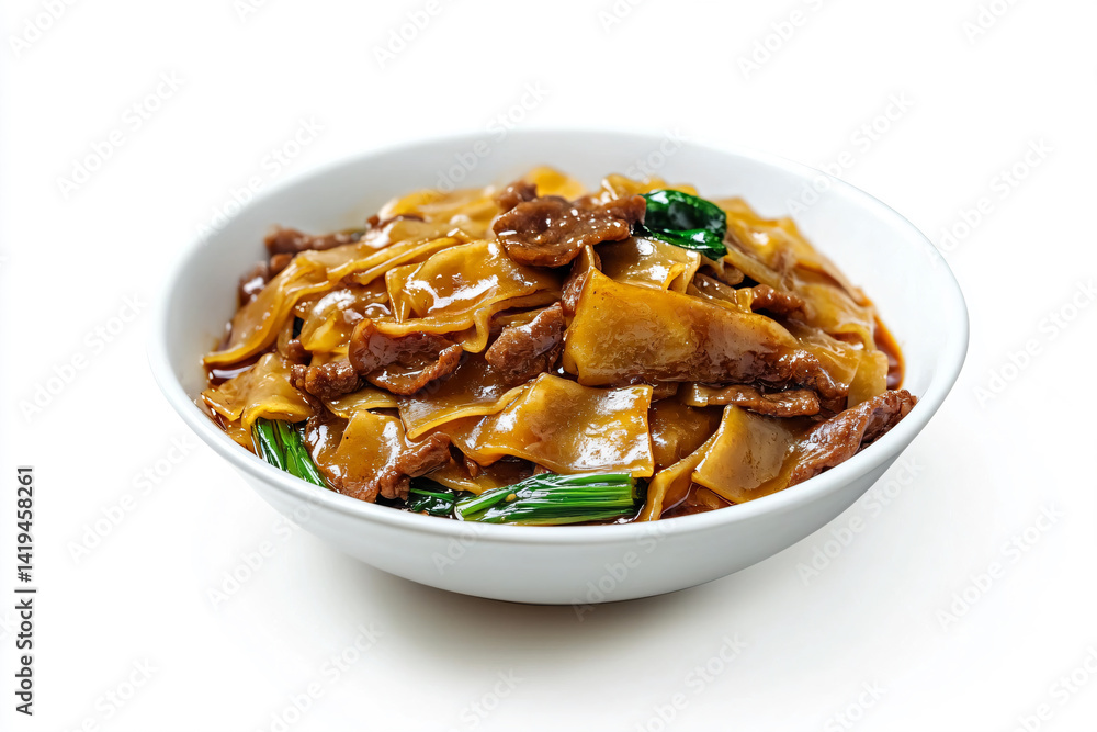 a bowl of food with meat and noodles a bowl of food with meat and noodles