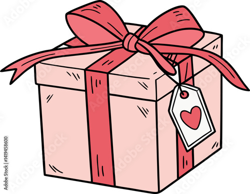Detailed Wrapped Gift Box with Ribbon Bow Vector Illustration - Perfect for Celebrations and Festive Design Projects