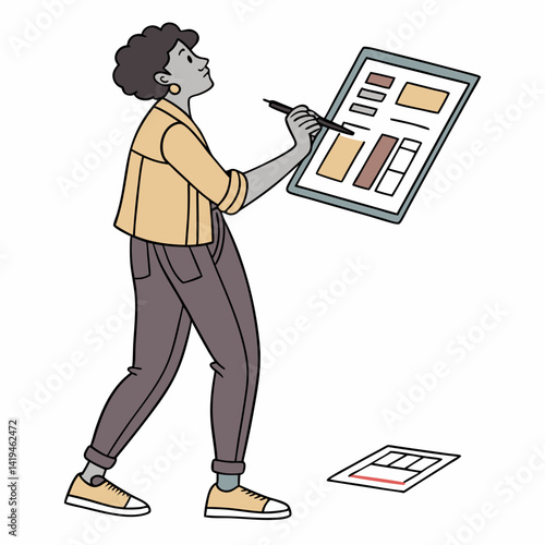 Ui Ux Designer Working On Wireframe With Digital Pen Tablet Design