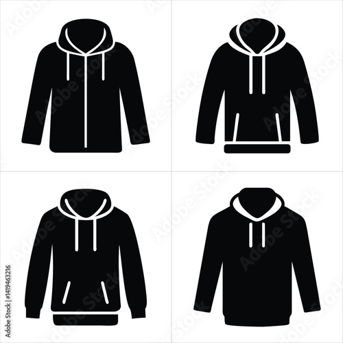 black hoodie icon set
