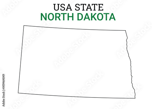 North Dakota map of USA state. North Dakota  map vector illustration. North Dakota  vector map on white background.