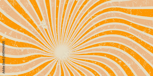 Retro vintage spiral wavy rays sunburst background pattern radial spiral stripes burst comic beam lines grunge texture circus carnival summer backdrop vector illustration groovy retro swirl burst.