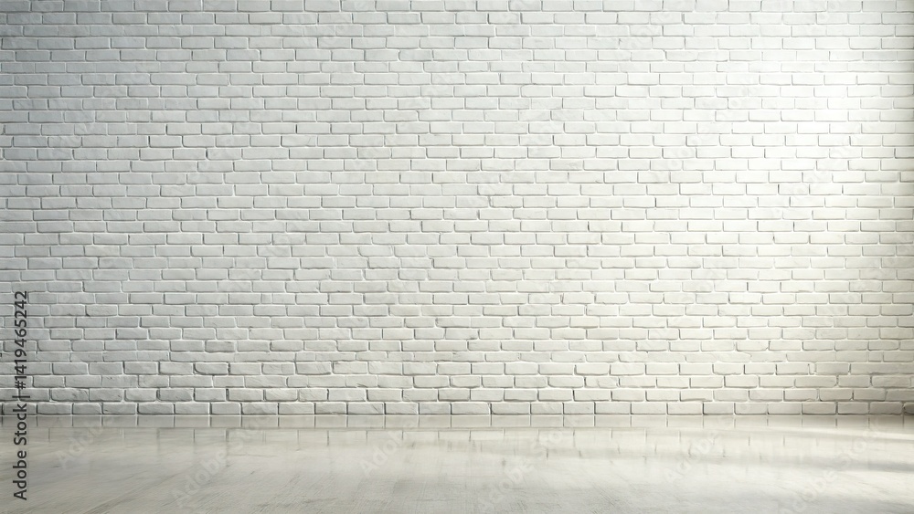 Fototapeta premium Bokeh Brick Wall Background, Studio Photography, Product Presentation, Clean Minimalist Design, White Brick Wall, Shadow, Expansive Floor