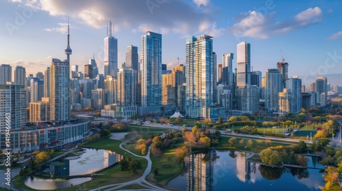 Wallpaper Mural Modern city skyline with parkland Torontodigital.ca