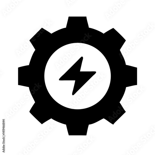 Gear with Power Bolt Inside Icon Design