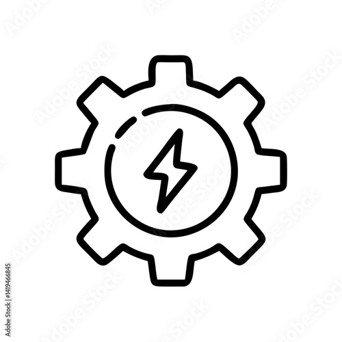 Gear with Power Bolt Inside Icon Design