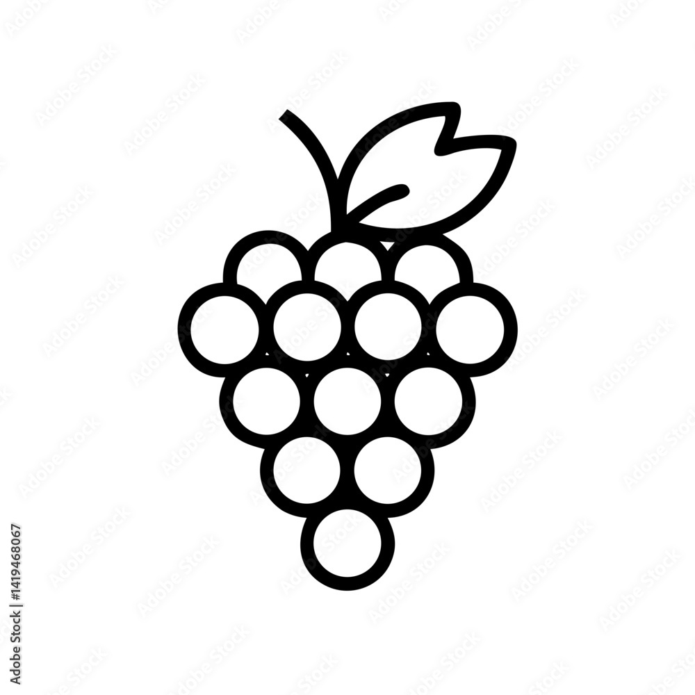 Grapes Bunch with Leaf Icon Design Grapes Bunch with Leaf Icon Design