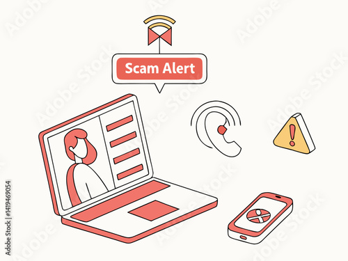 Laptop with Fake Error Message Illustration