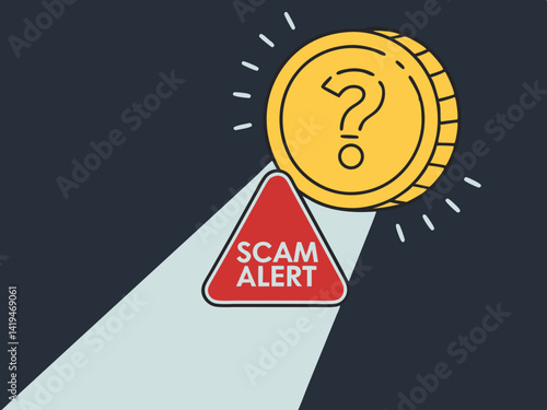 Concept Illustration of a Glowing Mystery Coin with Question Mark