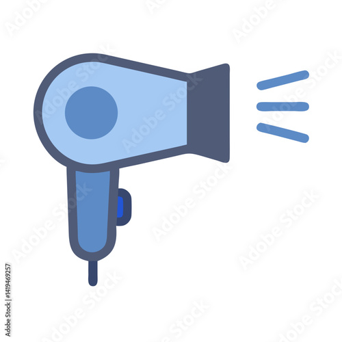 Hair Dryer with Blowing Nozzle Icon Design