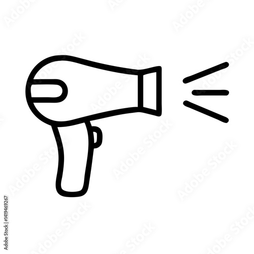 Hair Dryer with Blowing Nozzle Icon Design