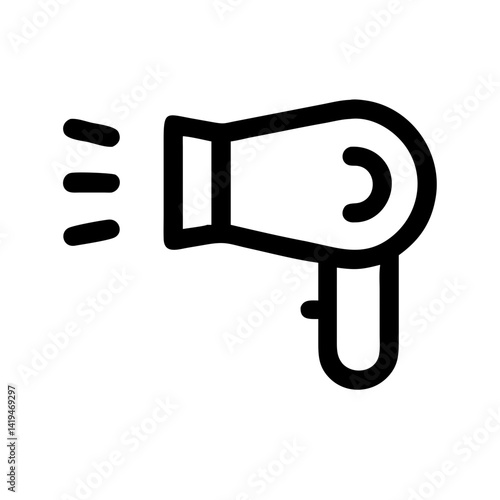 Hair Dryer with Blowing Nozzle Icon Design