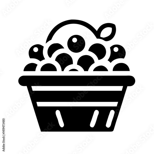 Harvest Basket Filled with Grapes Icon Design