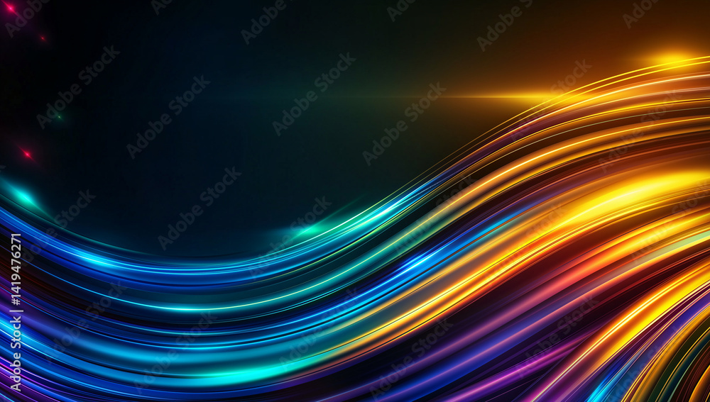 Abstract colorful wave background with vibrant light trails creating dynamic and energetic atmosphere, perfect for design projects and digital art Abstract colorful wave background with vibrant light trails creating dynamic and energetic atmosphere, perfect for design projects and digital art