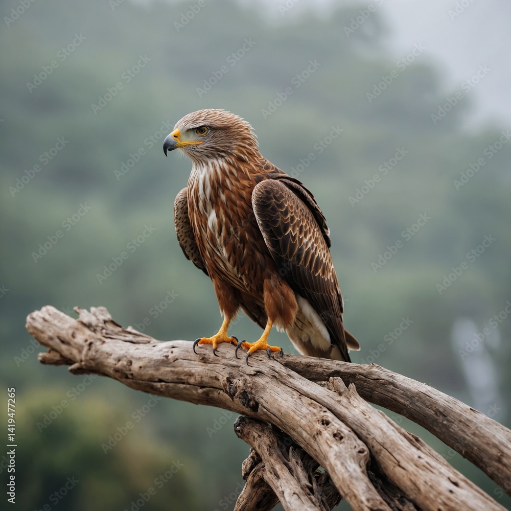 Red Kite bird on piece of wood Red Kite bird on piece of wood