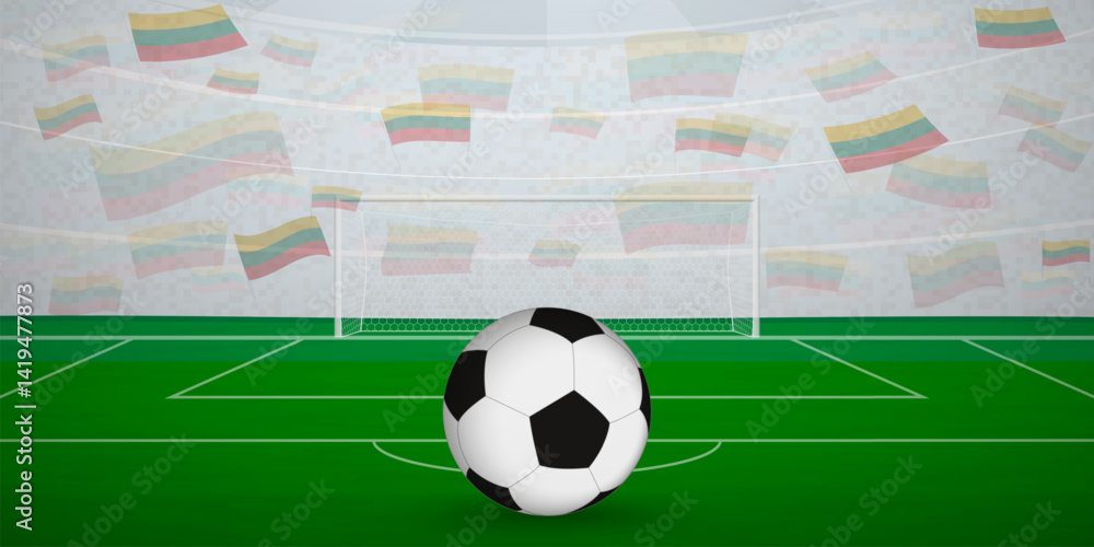 Lithuanian Football Arena Full of Fans with National Flags, Sports Event Illustration. Lithuanian Football Arena Full of Fans with National Flags, Sports Event Illustration.
